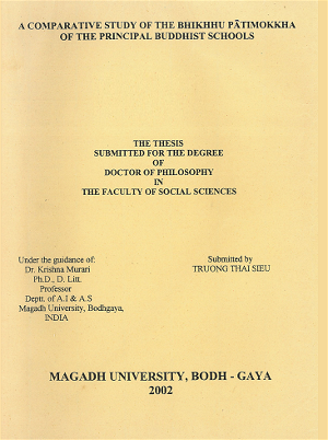 A Comparative Study of The Bhikhhu Patimokkha of The Principal Buddhist Schools